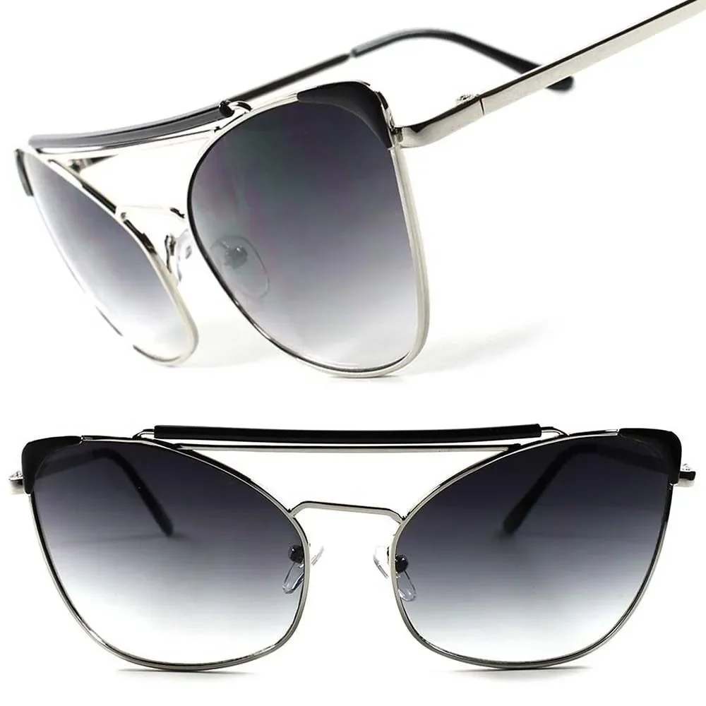 Designer Stylish Vintage Retro Silver Stunning Womens Cat Eye Sunglasses
